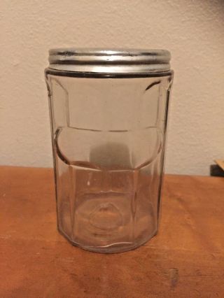 Vtg Antique Hoosier Sellers Cupboard Clear Glass Mid - Size Tea Canister Jar