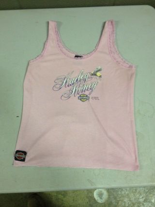 1991 3d Harley Honey Davidson Womens Pink Tank Top Lacey Size Xl (b32m)