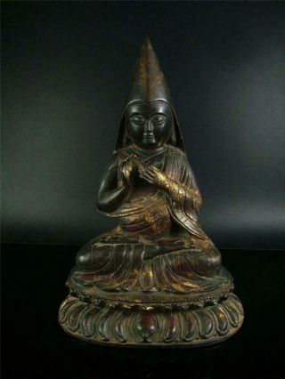 Very Large Old Chinese Tibet Gilt Bronze Made Tibetan Buddha Lama Statue