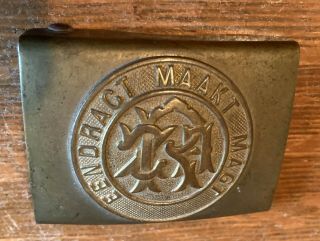 Antique Belt Buckle From 2nd Boer War 1899 - 1902,  Eendract Makt Magt - Brass - Authent