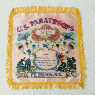 Us Army Fort Bragg Nc Pillow Cover Paratroops Airborne Wings Souvenir Vintage