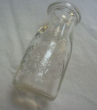 Vintage 1/2 Pt.  Milk Bottle Branglebrink Farm Dairy St James Ny Suffolk County