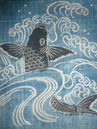 Antique Japanese Tsutsugaki,  Rice Paste Reserve Tie Dye,  Banner