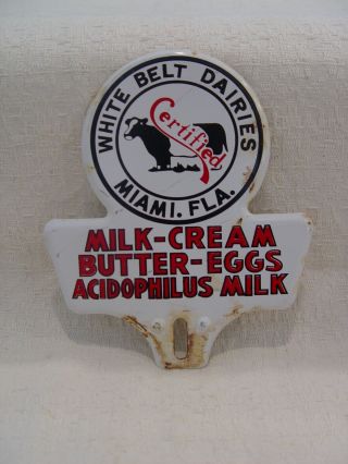 Vintage White Belt Dairies Miami Florida Milk Cream Butter License Plate Topper