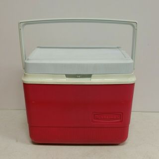 Vintage Rubbermaid Cooler Red White Gott Lunch Box Model 1910 10 Qt.  Ice Chest