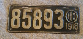Antique 1918 Ohio License Plate