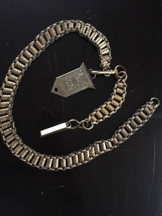 Antique Brass Odd Fellows Chain Set & Medal Justicia Universalis Pax Aut Bellum