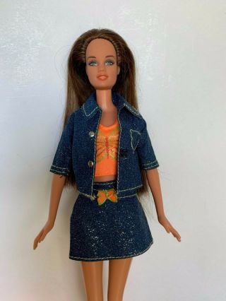 1999 Ever Flex Waist Teresa Barbie Doll W/skirt Reversible Chair Cover