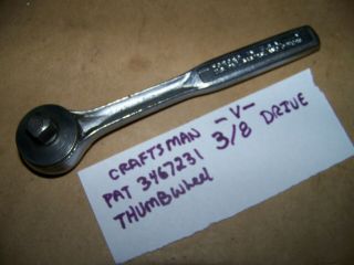 Vintage Craftsman 3/8 Drive Ratchet Made In Usa.  U.  S.  Pat.  3467231 And Others