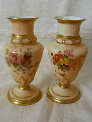 Pair Fine Antique Royal Worcester Porcelain Vases C1900