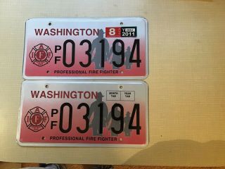 2011 Washington Professional Firefighter License Plate Set