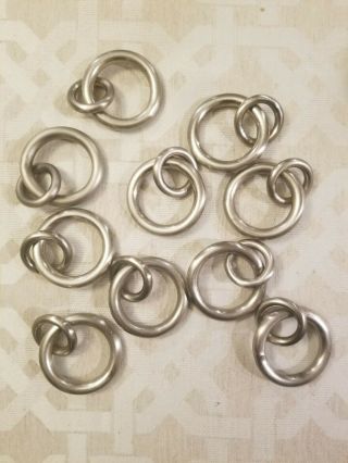 10 Pottery Barn Pb Standard 1.  25” Antique Pewter Curtain Rings W/small Rings
