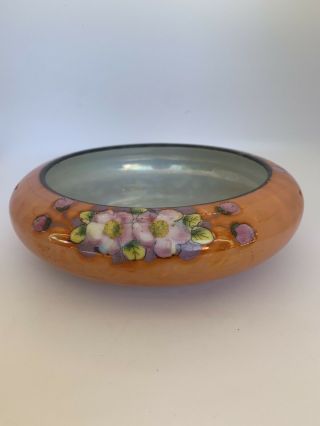 Vtg Hand Painted Floral Luster Ware Floating Candle Bowl Made In Japan