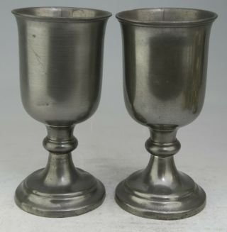 FINE GEORGIAN ANTIQUE PEWTER COMMUNION CHALICE CUPS BY JOHN VICKERS 1800 2