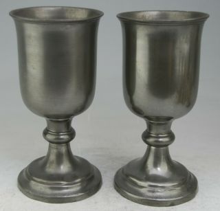FINE GEORGIAN ANTIQUE PEWTER COMMUNION CHALICE CUPS BY JOHN VICKERS 1800 3