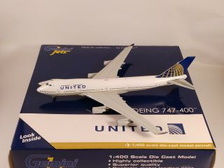 United Airlines Boeing 747 - 400 Metal Aircraft Model 1:400 Scale Gemini Jets Rare
