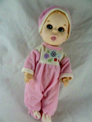 Vintage Gerber Baby Doll Flirty Eyes All Vinyl Body 1985 In Pink Outfit 11.  5 "