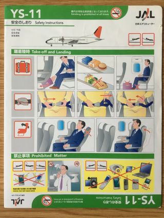 Safety Card Japan Air Commuter Jal Namc Ys - 11 Japan Air Lines