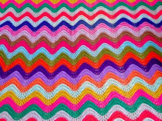 Vintage Multi - Color Retro Boho Hand Crocheted Afghan Throw Blanket 65 " X71 " Dorm
