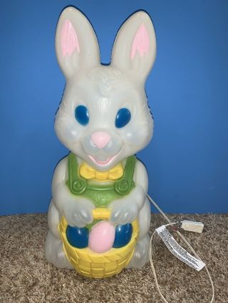 Vintage Easter Bunny Rabbit Blow Mold Basket 19” General Foam