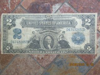 Antique 1899 United States Two Dollar Silver Certificate Bank Note