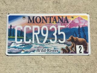 Montana Specialty License Plate Wild Rivers Vintage Number Tag Bears