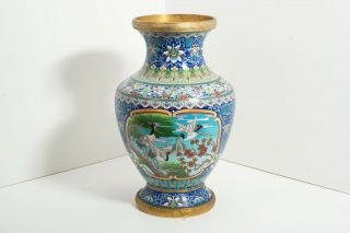 Gorgeous Chinese Cloisonne Vase 12” Tall Vgc