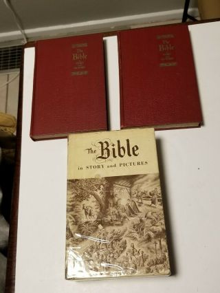 Vtg 1956 The Bible In Story And Pictures,  & Old Testaments,  Harold Begbie