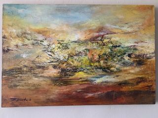 Zao Wuo Ki Vintage Oil Painting On Canvas,  Signed
