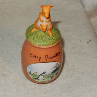 Vintage Disney Winnie The Pooh Spice Jar Curry Powder Kanga - Roo Porcelain