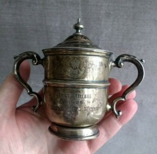 Antique 1923 Hallmarked Silver - Trophy & Lid - Military Sports Presentation