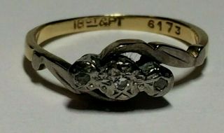 Antique 18,  Ct.  Gold & Plat Ladies Diamond Engagement Ring,  Size.  J&1/2.  2.  31.  Gms