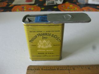 Vintage Wwii Philip Morris Cigarette Pack Empty In Tin Case Us Armed Forces Usa
