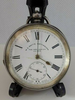 H.  Samuel Ltd Antique English Sterling Silver Pocket Watch.  1912.  W/o.  Key Wound