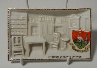 Vintage Crested China Wall Plaque - Interior Of Burn 