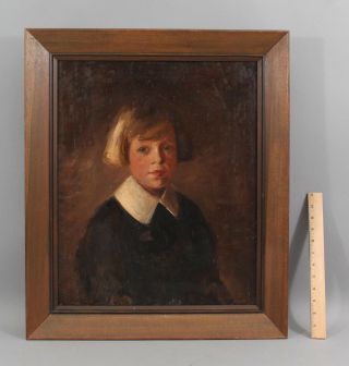 Antique C1900 Verona Kiralfy American Portrait Oil Painting,  Young Victorian Boy