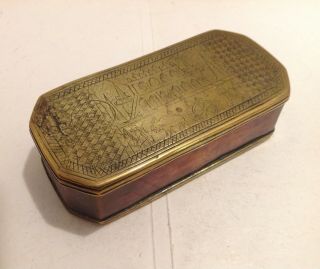 18th Century Dutch Copper & Brass Tobacco Box Possibly Made For Indian Market