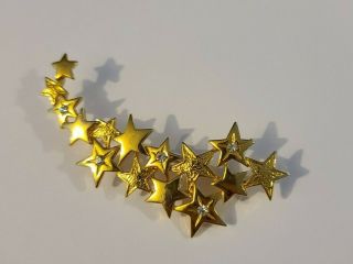 Vintage Signed Jj Gold Tone And Rhinestone Shooting Star Pin Brooch 3 "