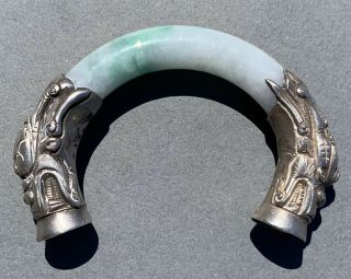 Antique Chinese Silver Brscelet with Jade 2