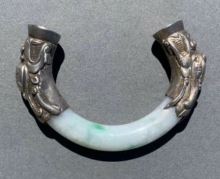 Antique Chinese Silver Brscelet with Jade 3