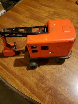 Vintage Marx Lumar Contractors Orange & Black Steam Shovel Pressed Steel Toy