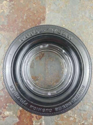 Vintage Goodyear Rubber Tire Advertising Ashtray W/ Glass