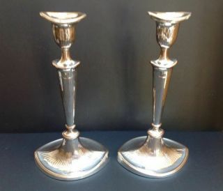 Pair Old Sheffield Plate Osp Silver On Copper Candlesticks