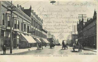 Vintage Postcard West Main Street Chanute Kansas Ks Neosho County