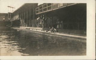1913 Rppc Boyes Hot Springs,  Ca Two Women Sitting Next To A Swimming Pool Vintage