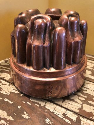Antique Victorian Copper Jelly Or Cake Mold Marked Ff
