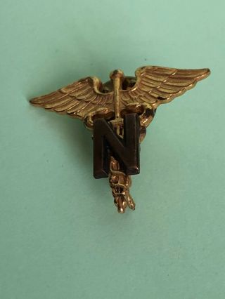 Caduceus Lapel Pin Military Medical Nurse Wwii Insignia Emblem Vintage