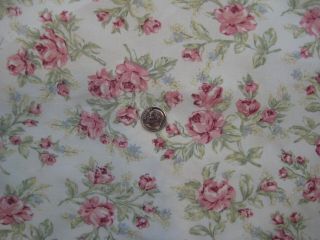 Vintage EDDIE BAUER HOME Pink Roses Beige Cotton Floral 2 Standard Pillowcases 3