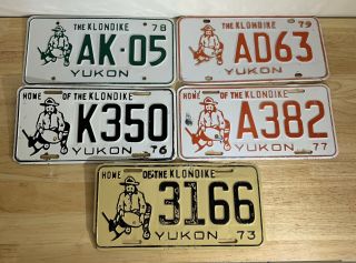 Vintage Yukon Canada License Plates - 1973,  ‘76,  ‘77,  ‘78,  ‘79