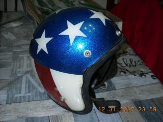 1960/70 ' s Easy Rider Motorcycle helmet USA flag Peter Fonda Classic 2